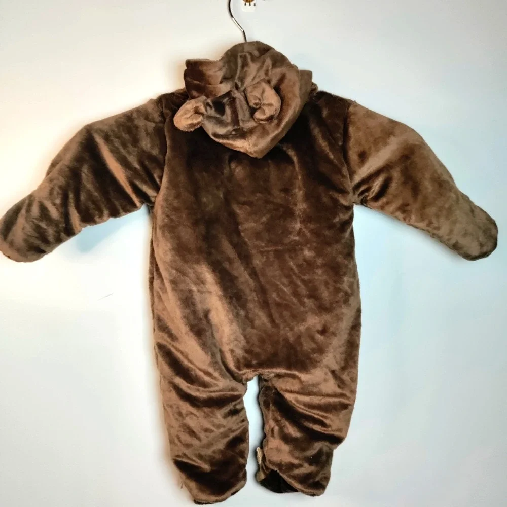 Carters Baby Bunting Outwear Hooded Footed Zip Up‎ Brown Moose Reindeer 6M Plush